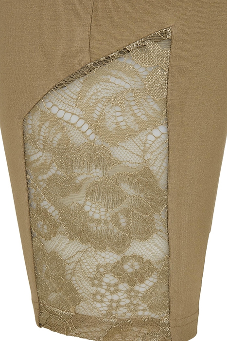 LADIES HIGH WAIST LACE INSET CYCLE SHORTS KHAKI 7