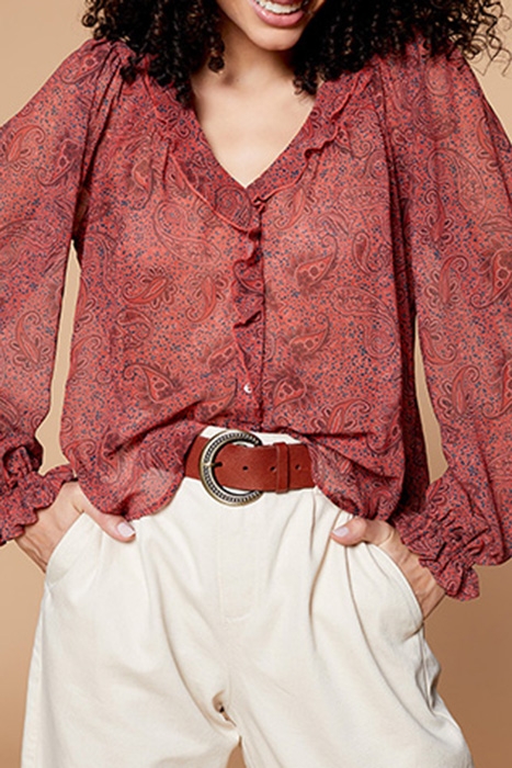 CITY - TERRACOTTA CASHMERE PRINT BLOUSE 1