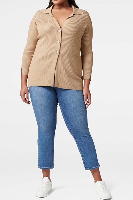 BETH CURVE COLLAR KNIT CARDIGAN CAMEL 4