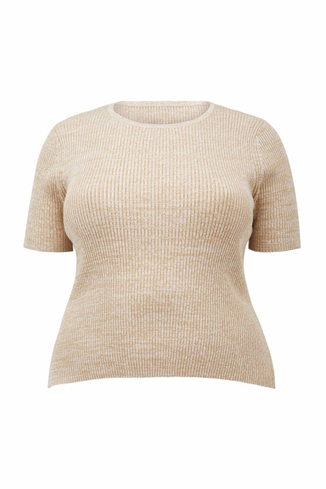 AUDREY CURVE CREW NECK KNIT TEE LATTE SPACE DYE 1