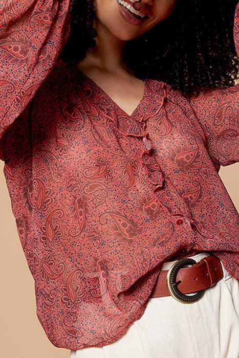 CITY - TERRACOTTA CASHMERE PRINT BLOUSE 6