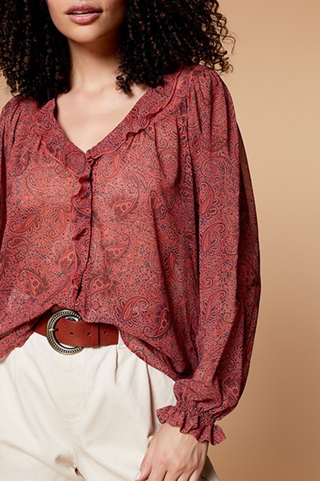 CITY - TERRACOTTA CASHMERE PRINT BLOUSE 4