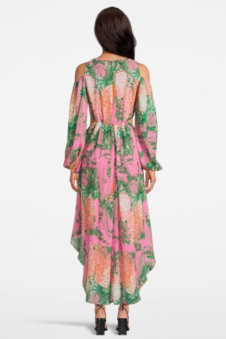 ANDRES ABITO GEORGETTE STAMPA MULTICOLOR PINK/GREEN 2