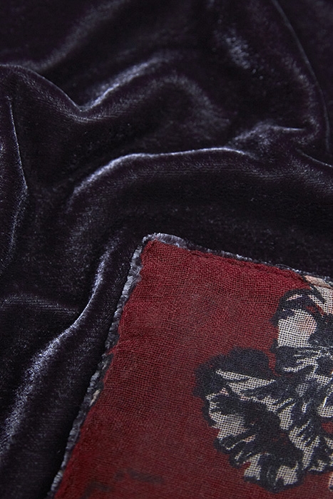 WHIMSICAL WOOL VELVET SCARF RED MULTI 2