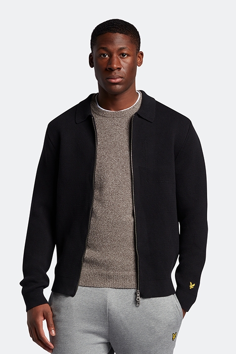 MILANO KNIT ZIP THROUGH SHIRT JET BLACK 1