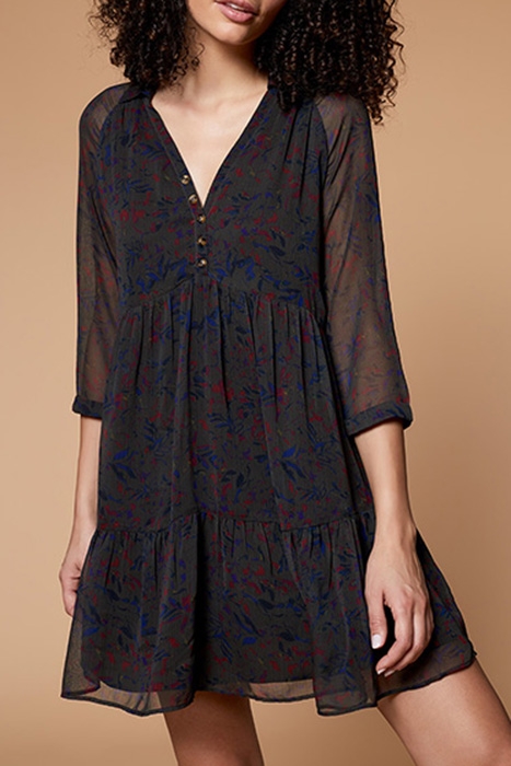 RISOTA - KHAKI LEAF PRINT DRESS 1