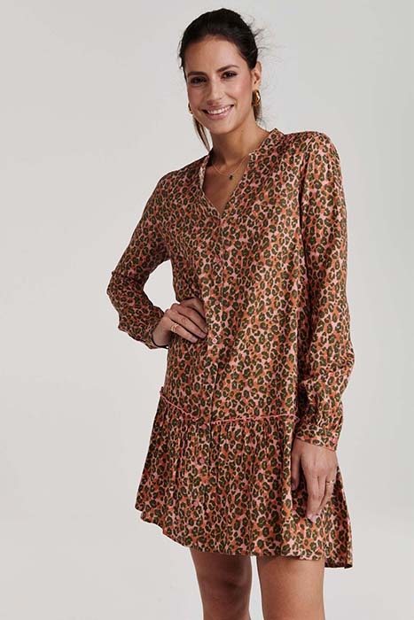 LADIES TUVALU DRESS TROPICAL TIGER STRAWBERRY PINK 1