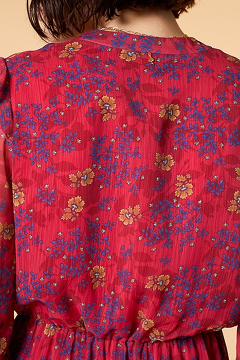 RAIN - FUCHSIA FLORAL PRINT 70'S MAXI DRESS 5