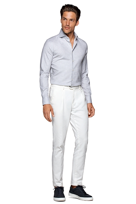 LIGHT GREY TWILL SLIM FIT SHIRT 3