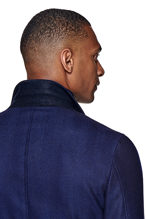 MID BLUE HERRINGBONE OVERCOAT 5