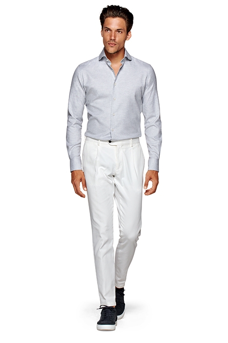 LIGHT GREY TWILL SLIM FIT SHIRT 2