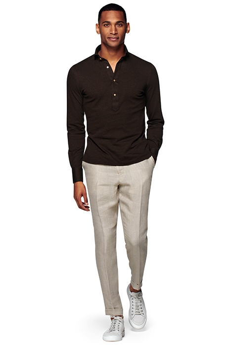BROWN PIQUÉ EXTRA SLIM FIT POPOVER 3
