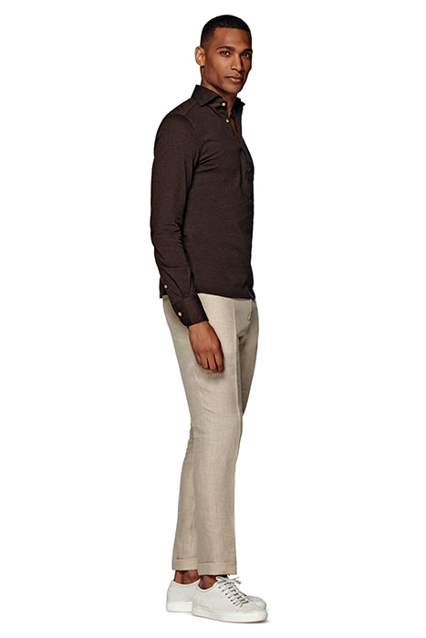 BROWN PIQUÉ EXTRA SLIM FIT POPOVER 4