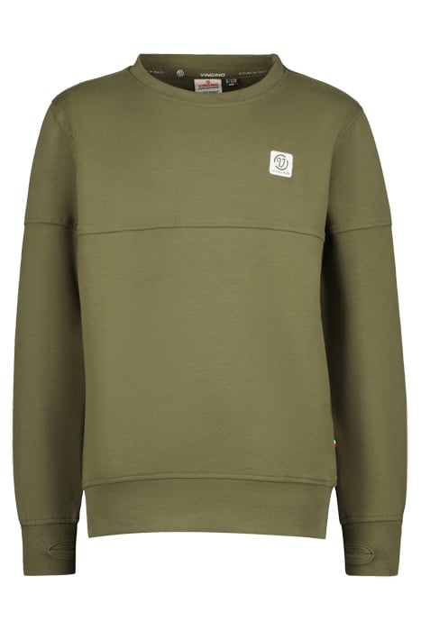 CREWNECK-BASIC-LOGO ARMY GREEN 1