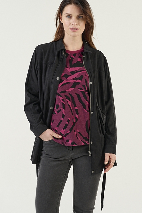 LONG SUEDINE JACKET ALMOST BLACK 1