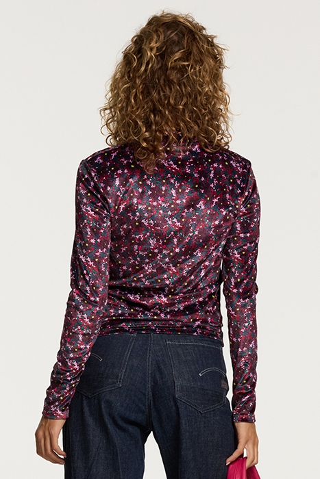 LADIES VITORIA VELVET TOP DITSY FLOWER WINE PURPLE DAISY 2