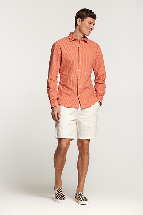 SHAWN SEERSUCKER SHIRT TANDORI SPICE BROWN 5