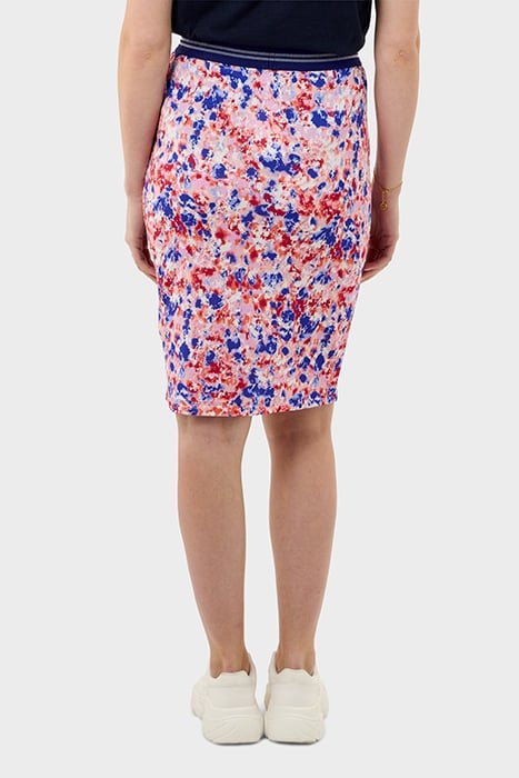 MIDI A-LIJN BLOEMENPRINT ROK MET ELASTISCHE BAND RED BUD 2