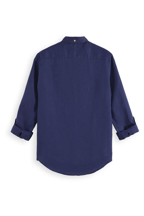 LINEN SHIRT WITH SLEEVE ROLL-UP MARINE 2