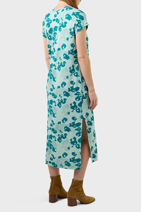 LONG DRESS WITH AQUA DOT PRINT HARBOR GREY 2