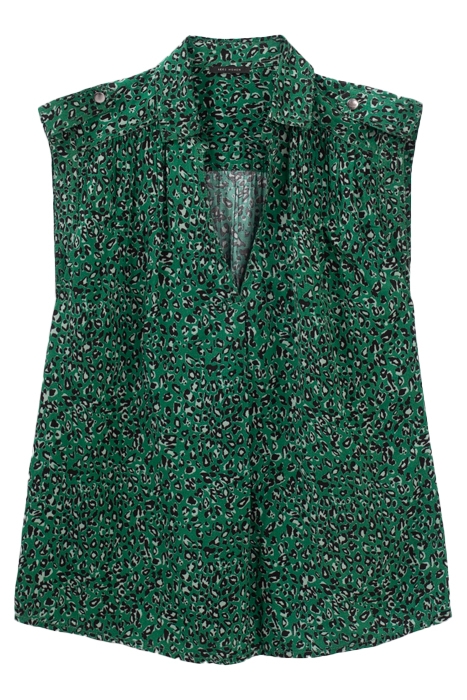 WOMEN'S GREEN LEOPARD VISCOSE TOP 1