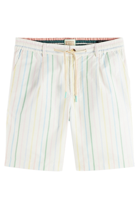 BLAKE- STRIPED COTTON OXFORD BERMUDA SHORT BROWN/MULTI STRIP 1