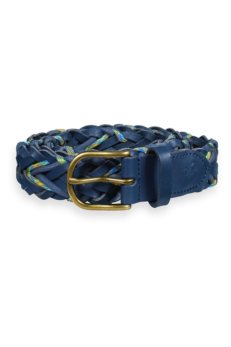 LEATHER & CORD BRAIDED BELT MARINE 1