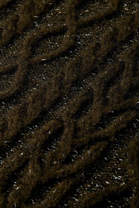 LUREX KNITTED CABLE DRESS DARK OLIVE MEL 3