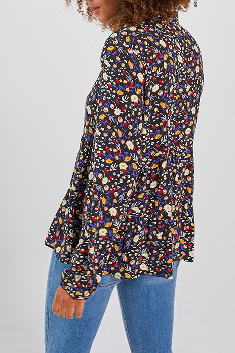 BLACK SHIRT WITH COLOUR FLORAL LEOPARD PRINT 2