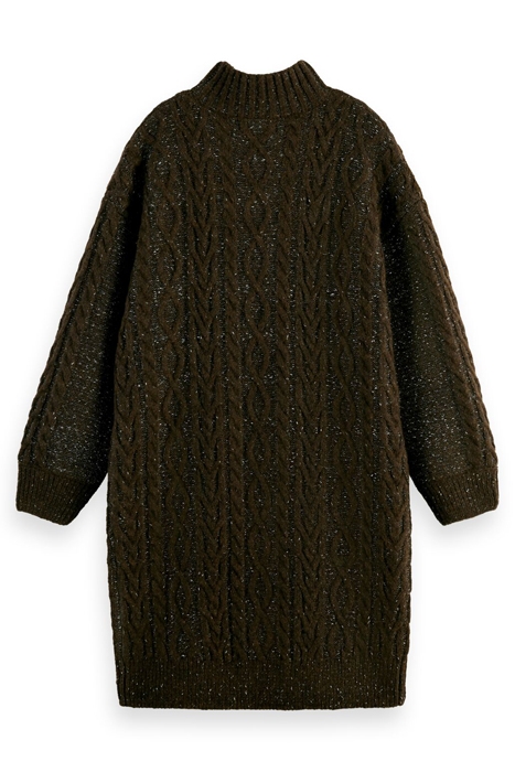 LUREX KNITTED CABLE DRESS DARK OLIVE MEL 2
