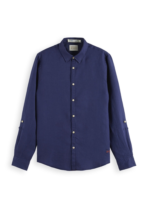 LINEN SHIRT WITH SLEEVE ROLL-UP MARINE 3