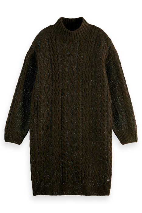 LUREX KNITTED CABLE DRESS DARK OLIVE MEL 1