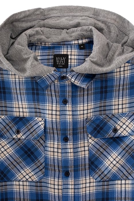 BOYS' BLUE CHECK SHIRT WITH DETACHABLE HOOD 5