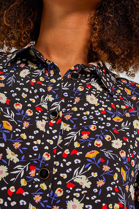 BLACK SHIRT WITH COLOUR FLORAL LEOPARD PRINT 5
