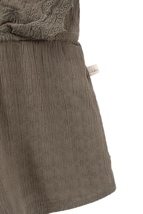 BABY GIRLS’ KHAKI CREPE PLAYSUIT WITH EMBROIDERED RUFFLES 7