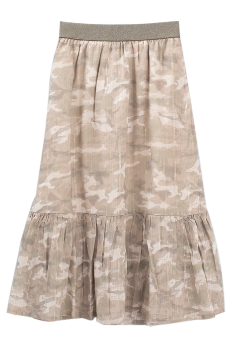GIRLS’ KHAKI CAMOUFLAGE PRINT SKIRT WITH GOLD STRIPES 2