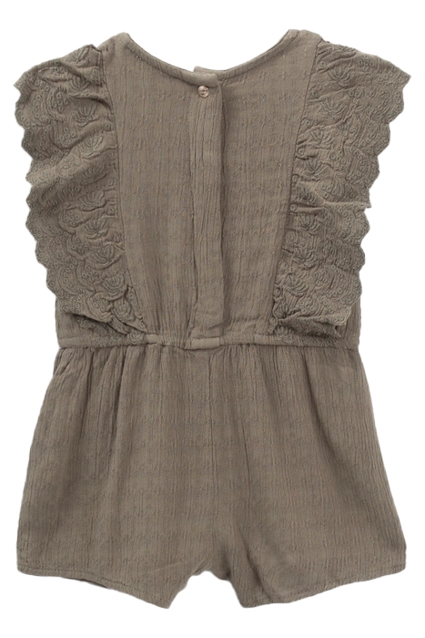 BABY GIRLS’ KHAKI CREPE PLAYSUIT WITH EMBROIDERED RUFFLES 2