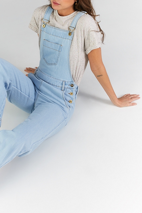 BLUE DENIM WIDE-LEG DUNGAREES 4