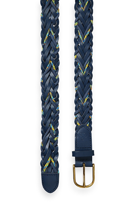 LEATHER & CORD BRAIDED BELT MARINE 2