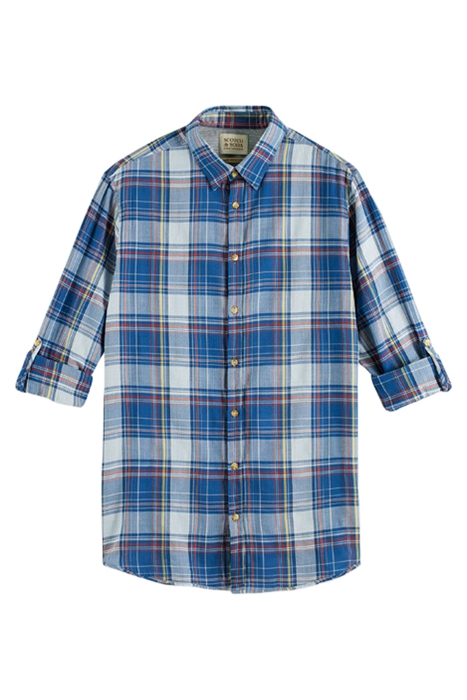 LIGHT WEIGHT VOILE SHIRT WITH SEERSUCKER BLUE/MULTI CHECK 1