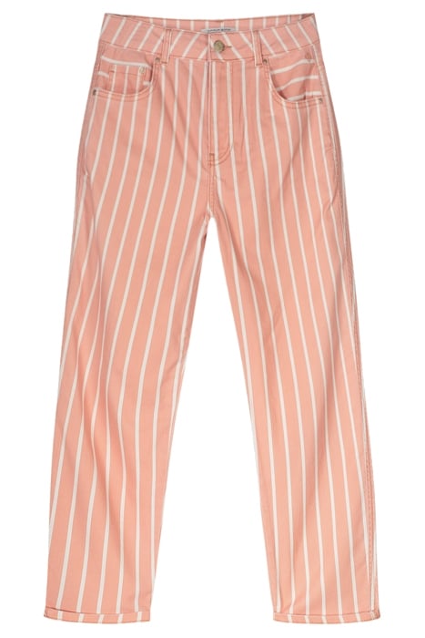 MOM FIT PANT SUMMER STRIPE STRETCH TWILL PINK SALMON 1