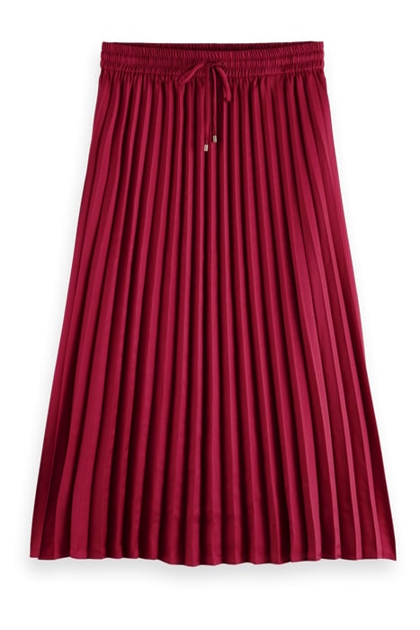 MID LENGTH PLISSÉE SKIRT IN RECYCLED POLYESTER CHERRY PIE 1