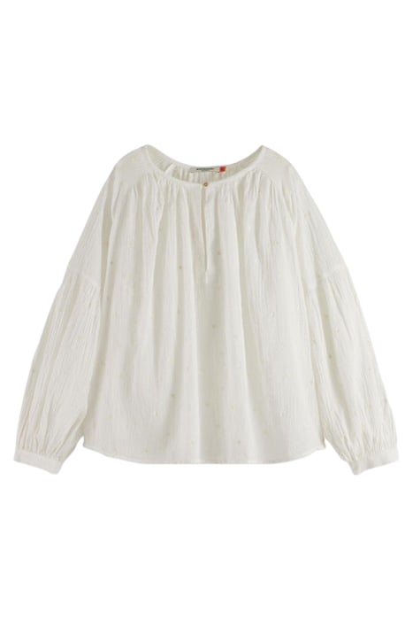 VOLUMINOUS POPOVER WITH ALLOVER EMBROIDERY IN ORGANIC COTTON 1