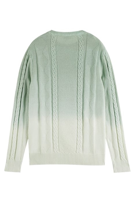 GRADIENT COTTON CABLE KNIT PULLOVER MINT 2