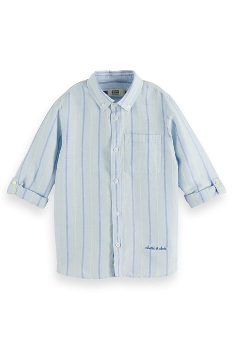 YARN-DYED LONG-SLEEVED LINEN SHIRT BLUE STRIPE 2