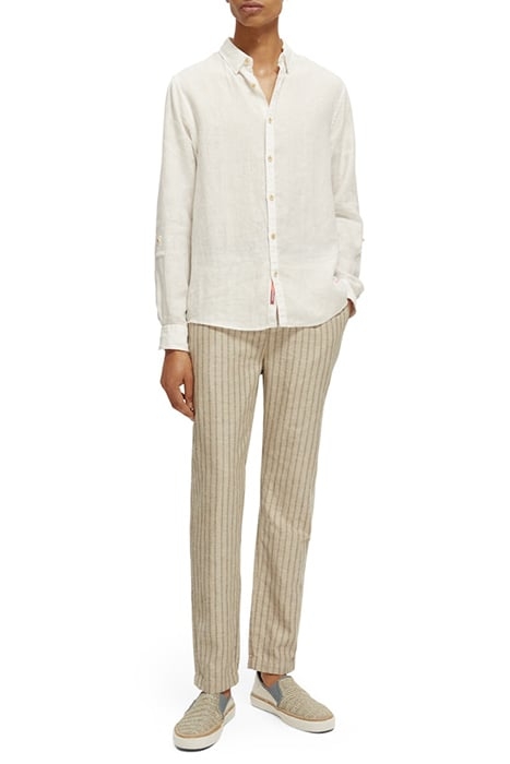 WARREN- STRIPED COTTON LINEN JOGGER SAND/ BLACK STRIPE 6