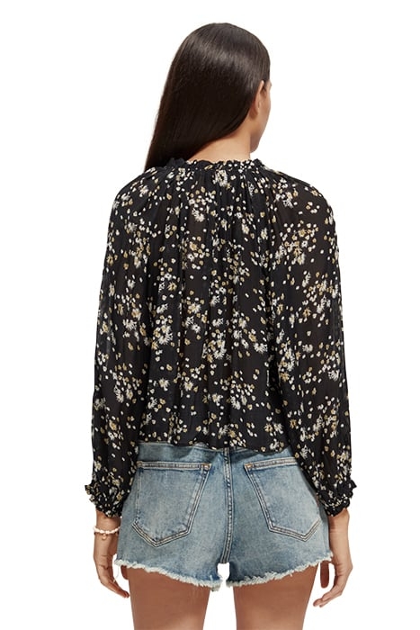 CONTRAST RUFFLE BLOUSE DANDELION BLACK 4