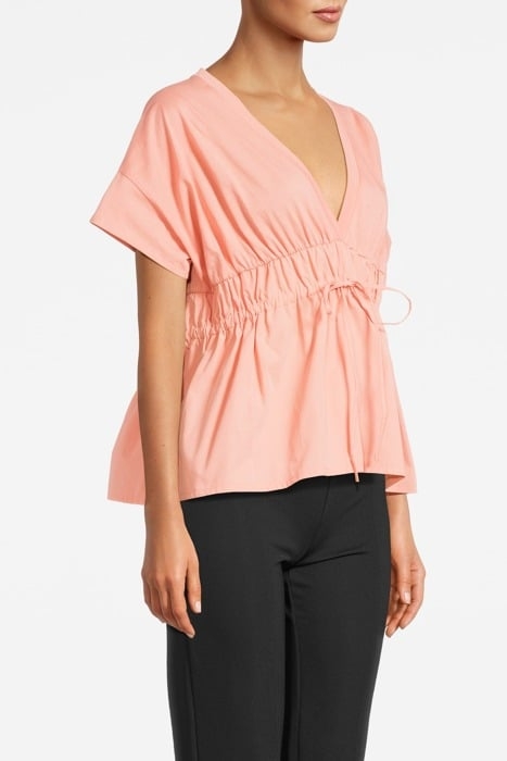 TOP COTTON SINGLE JERSEY WITH CRISPY POPLIN PINK SALMON 4