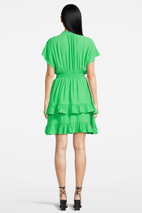 EASY FITTED SMOCKED MINI DRESS BRIGHT PARAKEET 3