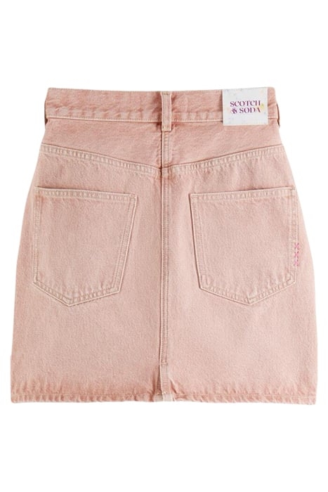 YARN DYED DENIM SKIRT WITH CONSTRUCTED DETAILS PINK 2